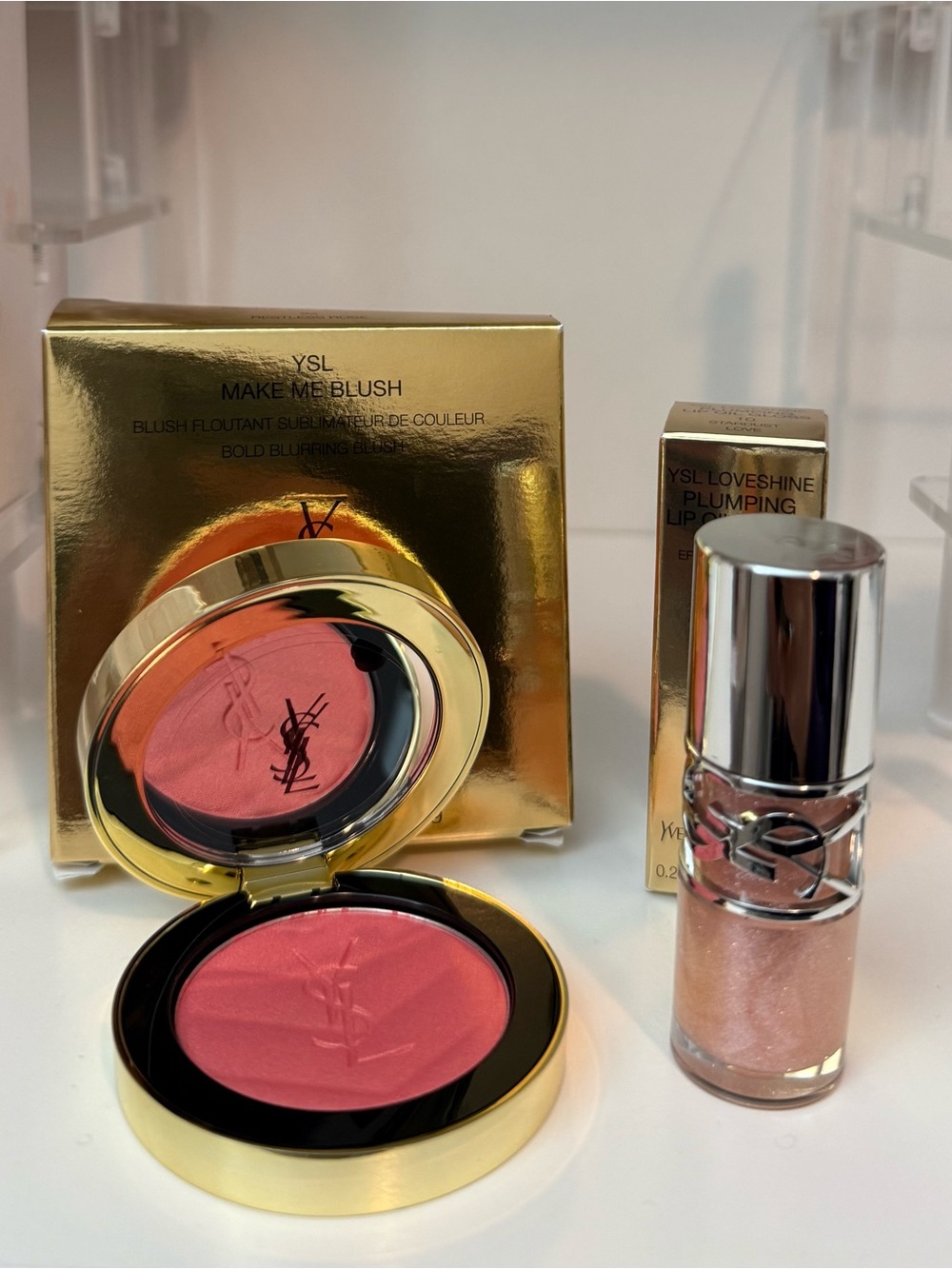 Yves Saint Laurent Pink Compact Blush with Shimmery Lip Gloss